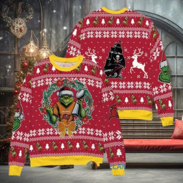NFL Tampa Bay Buccaneers x Grinch Dr. Seuss How the Grinch Stole Christmas with Super Bowl Trophy Ugly Christmas Sweater, NFL Chritsmas Sweater Moonbestprint