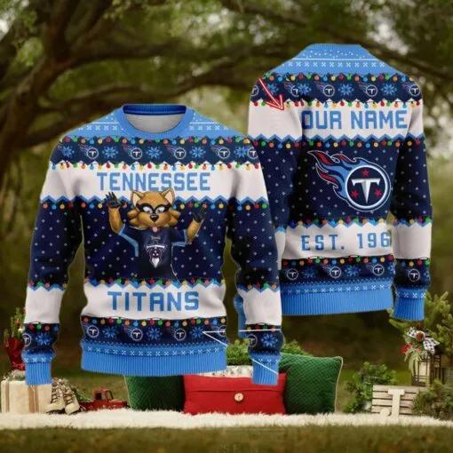 NFL Tennessee Titans Cute Mascot Custom Ugly Christmas Sweater, NFL Chritsmas Sweater Moonbestprint