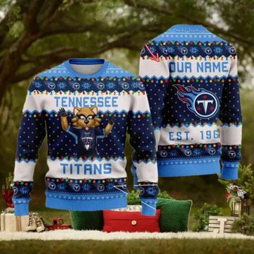 NFL Tennessee Titans Cute Mascot Custom Ugly Christmas Sweater, NFL Chritsmas Sweater Moonbestprint