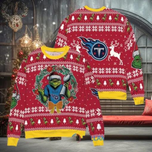 NFL Tennessee Titans x Grinch Dr. Seuss How the Grinch Stole Christmas with Super Bowl Trophy Ugly Christmas Sweater, NFL Chritsmas Sweater Moonbestprint