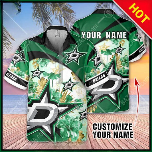 NHL Dallas Stars Floral Beach Trip Personalized Hawaiian Shirt, NHL Hawaiian Shirt Moonbestprint