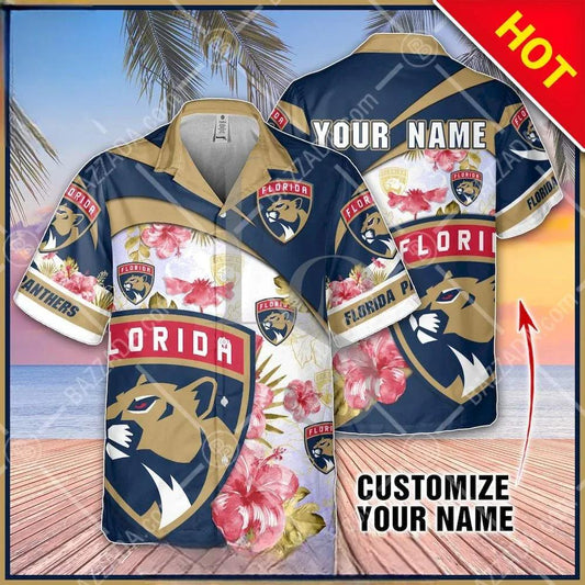 NHL Florida Panthers Floral Beach Trip Personalized Hawaiian Shirt, NHL Hawaiian Shirt Moonbestprint