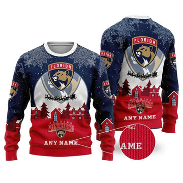 NHL Florida Panthers Personalized Name Ugly Christmas Sweater, NHL Christmas Sweater Moonbestprint