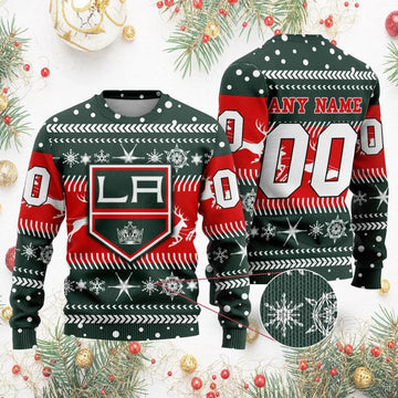 NHL Los Angeles Kings Personalized Name & Number Ugly Christmas Sweater, NHL Christmas Sweater Moonbestprint