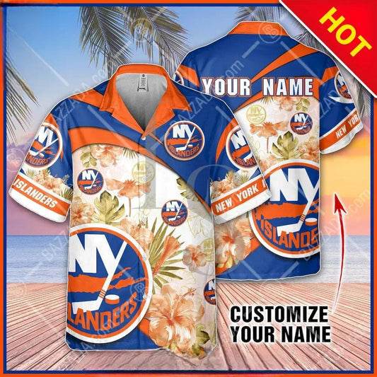 NHL New York Islanders Floral Beach Trip Personalized Hawaiian Shirt, NHL Hawaiian Shirt Moonbestprint