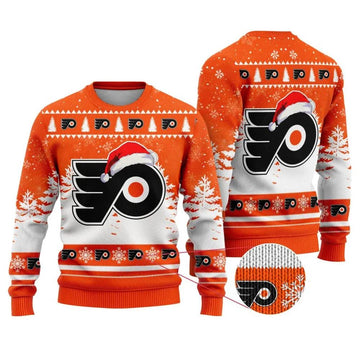NHL Philadelphia Flyers Santa Hat Ugly Christmas Sweater, NHL Christmas Sweater Moonbestprint