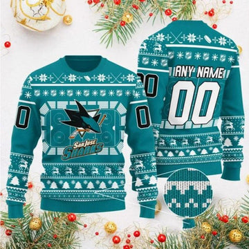 NHL San Jose Sharks Custom Ugly Christmas Sweater, NHL Christmas Sweater Moonbestprint