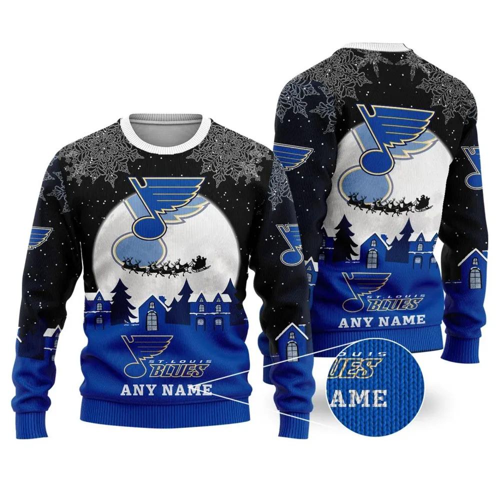 NHL St. Louis Blues Personalized Name Ugly Christmas Sweater, NHL Christmas Sweater Moonbestprint