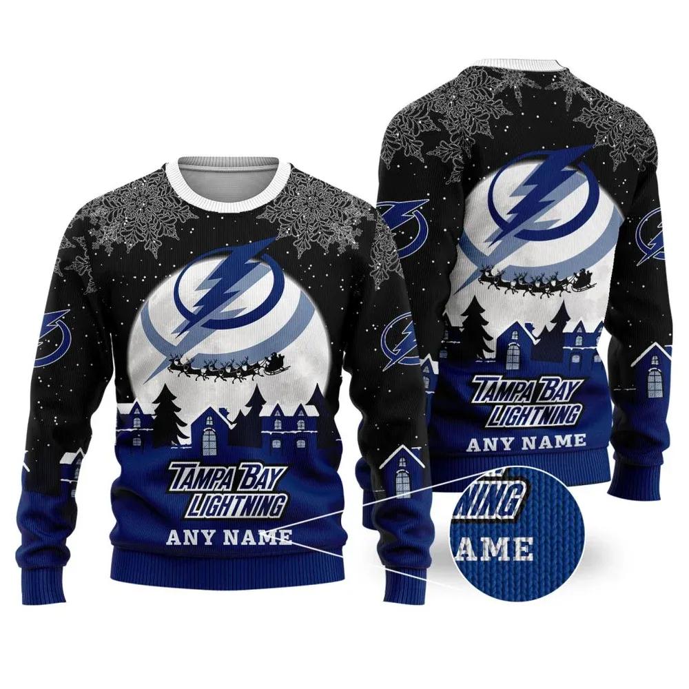 NHL Tampa Bay Lightning Personalized Name Ugly Christmas Sweater, NHL Christmas Sweater Moonbestprint