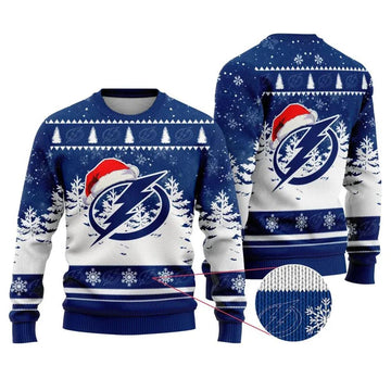 NHL Tampa Bay Lightning Santa Hat Ugly Christmas Sweater, NHL Christmas Sweater Moonbestprint
