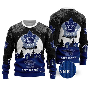 NHL Toronto Maple Leafs Personalized Name Ugly Christmas Sweater, NHL Christmas Sweater Moonbestprint