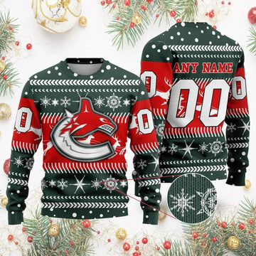 NHL Vancouver Canucks Personalized Name & Number Ugly Christmas Sweater, NHL Christmas Sweater Moonbestprint