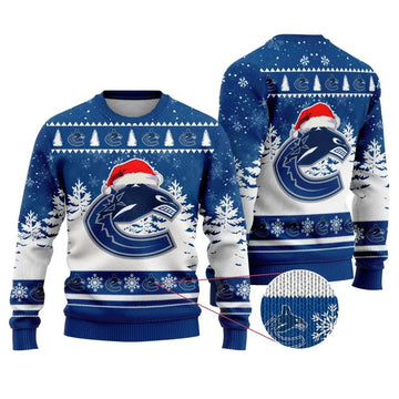 NHL Vancouver Canucks Santa Hat Ugly Christmas Sweater, NHL Christmas Sweater Moonbestprint