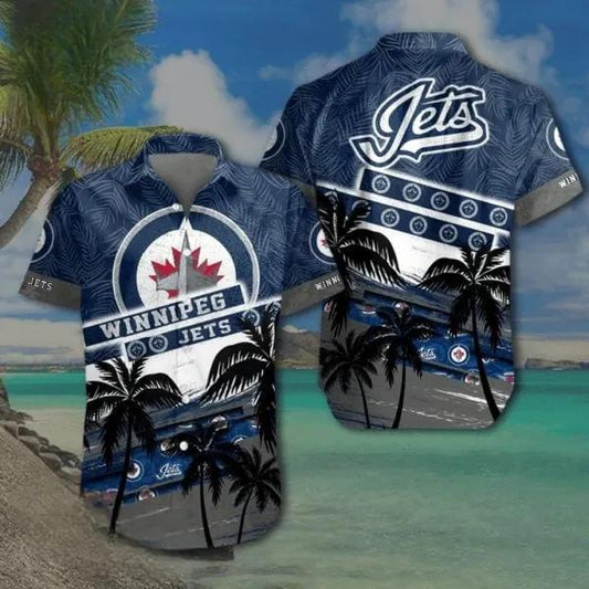NHL Winnipeg Jets Coconut Tree Beach Aloha 3D Hawaiian Shirt, NHL Hawaiian Shirt Moonbestprint