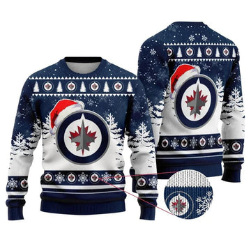 NHL Winnipeg Jets Santa Hat Ugly Christmas Sweater, NHL Christmas Sweater Moonbestprint