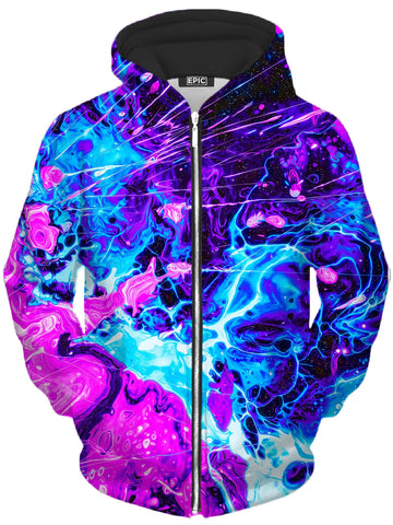 Cosmic Burst Unisex Zip-Up Hoodie -Moonbestprint