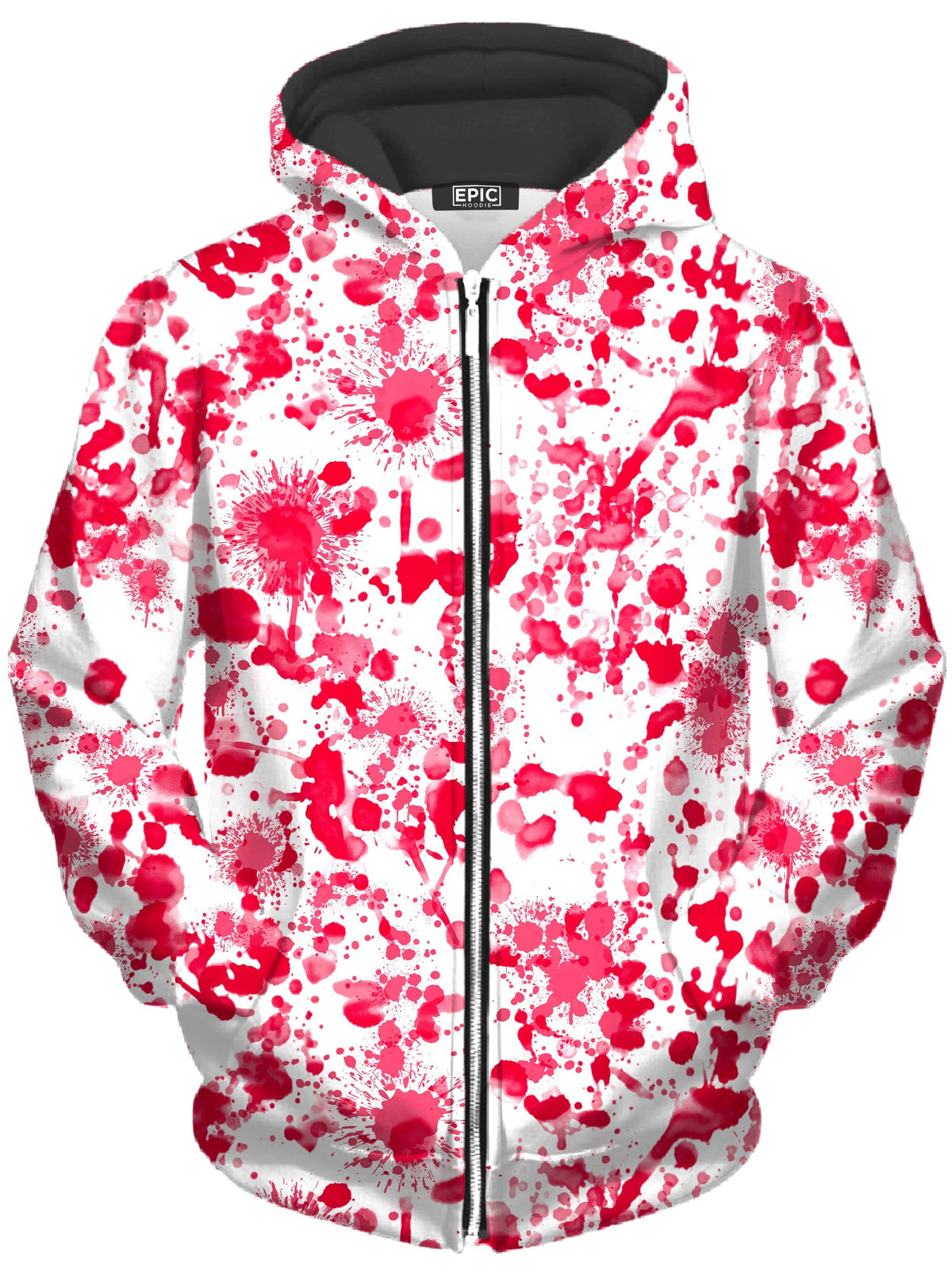 White Blood Print Unisex Zip-Up Hoodie - Moonbestprint