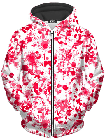 White Blood Print Unisex Zip-Up Hoodie - Moonbestprint