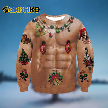 Naked Muscle Bulb Ugly Christmas Sweater - Moonbestprint