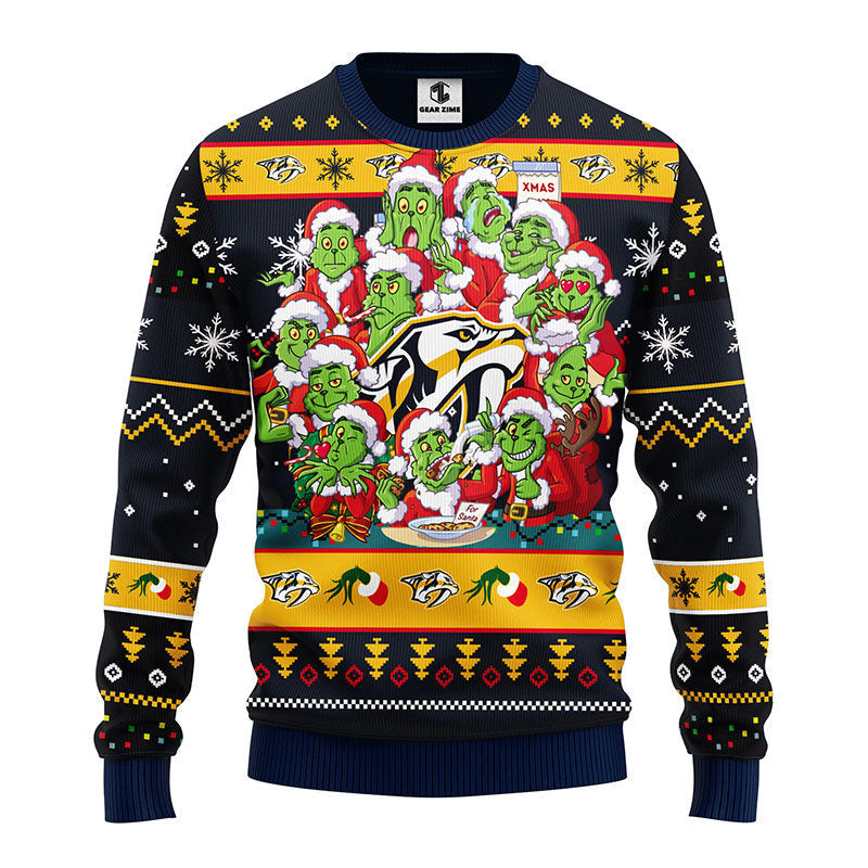 Nashville Predators 12 Grinch Xmas Day Ugly Christmas Sweater Moonbestprint