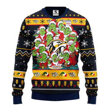 Nashville Predators 12 Grinch Xmas Day Ugly Christmas Sweater Moonbestprint