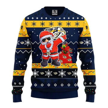 Nashville Predators Dabbing Santa Claus Ugly Christmas Sweater, NHL Christmas Sweater Moonbestprint