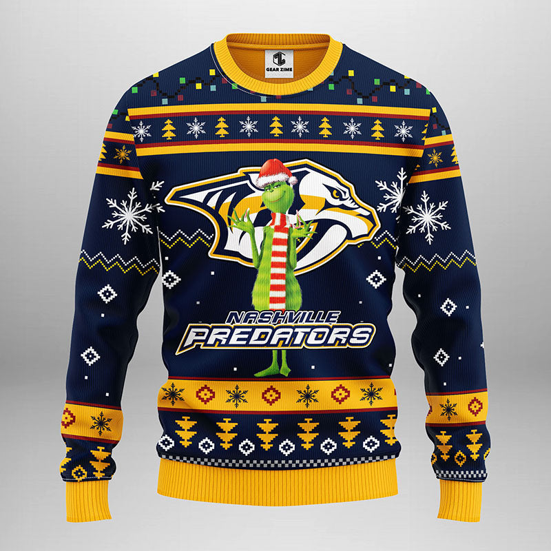 Nashville Predators Funny Grinch Ugly Christmas Sweater Moonbestprint