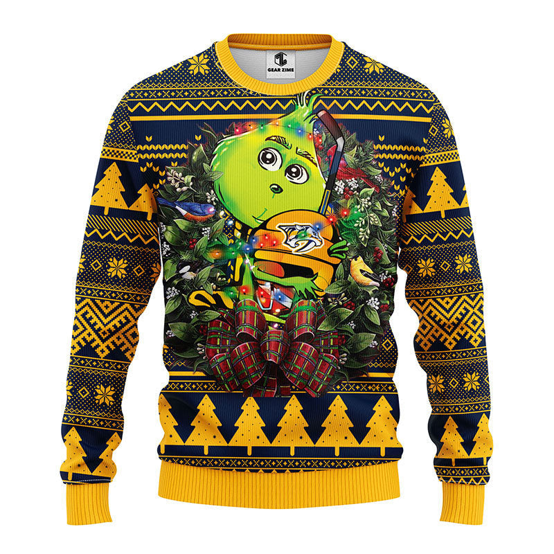 Nashville Predators Grinch Hug Ugly Christmas Sweater Moonbestprint