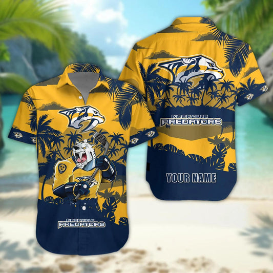 Nashville Predators Personalized Hawaiian Shirt – Custom Name, NHL Hawaiian Shirt Moonbestprint
