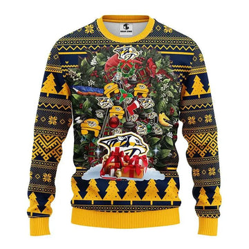 Nashville Predators Tree Christmas Ugly Sweater, NHL Christmas Sweater Moonbestprint