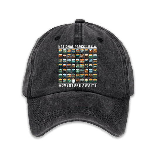 National Parks Of The USA Adventure Awaits Baseball Cap Moonbestprint