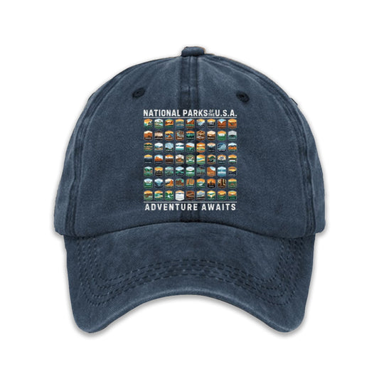 National Parks Of The USA Adventure Awaits Baseball Cap Moonbestprint