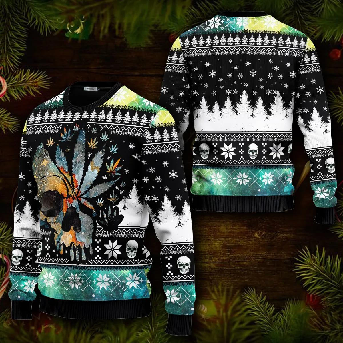 Native American Chief Christmas Pattern Skull Ugly Christmas Sweater Moonbestprint