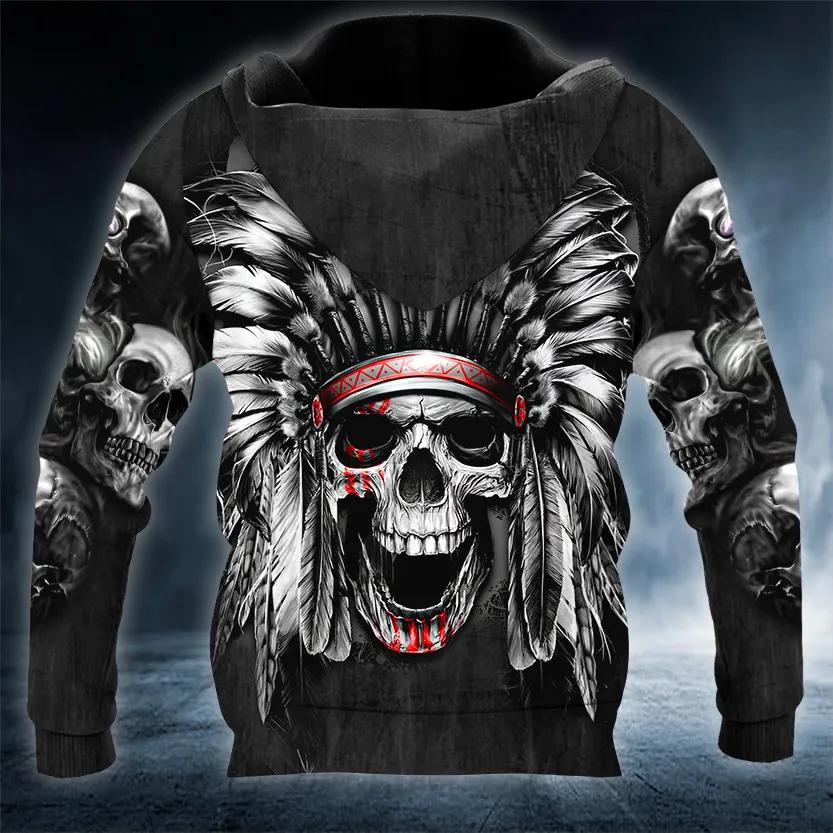 Native American Chief Skull 3D Hoodie Moonbestprint