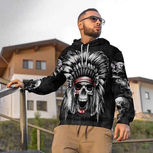 Native American Chief Skull 3D Hoodie Moonbestprint
