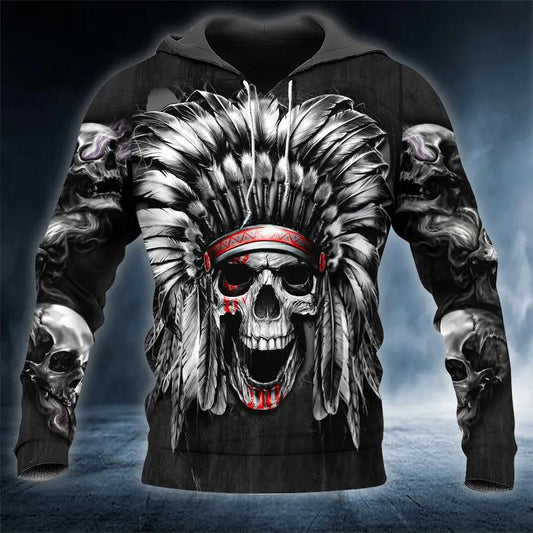 Native American Chief Skull 3D Hoodie Moonbestprint