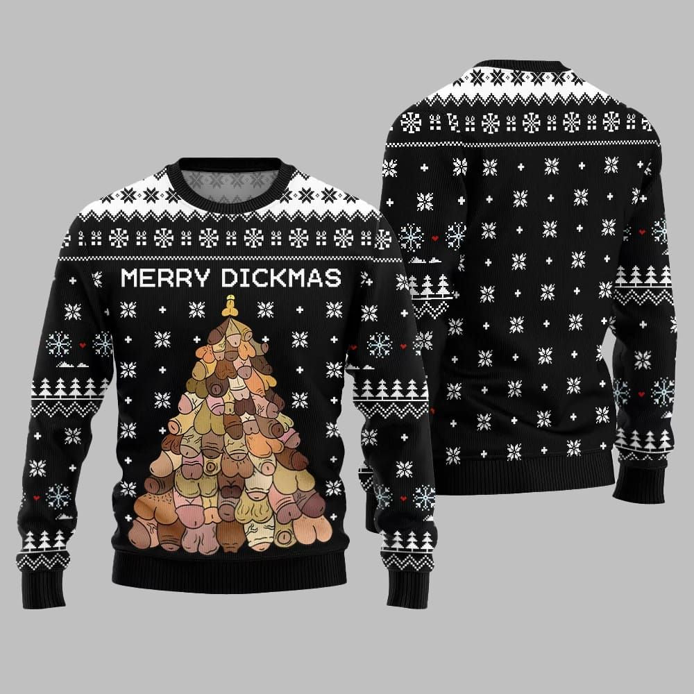 Naughty Funny Merry Dickmas Ugly Sweater Christmas 2026 - Moonbestprint