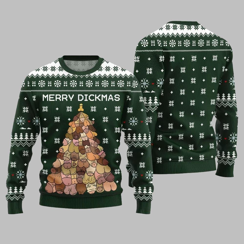 Naughty Funny Merry Dickmas Ugly Sweater Christmas 2026 - Moonbestprint