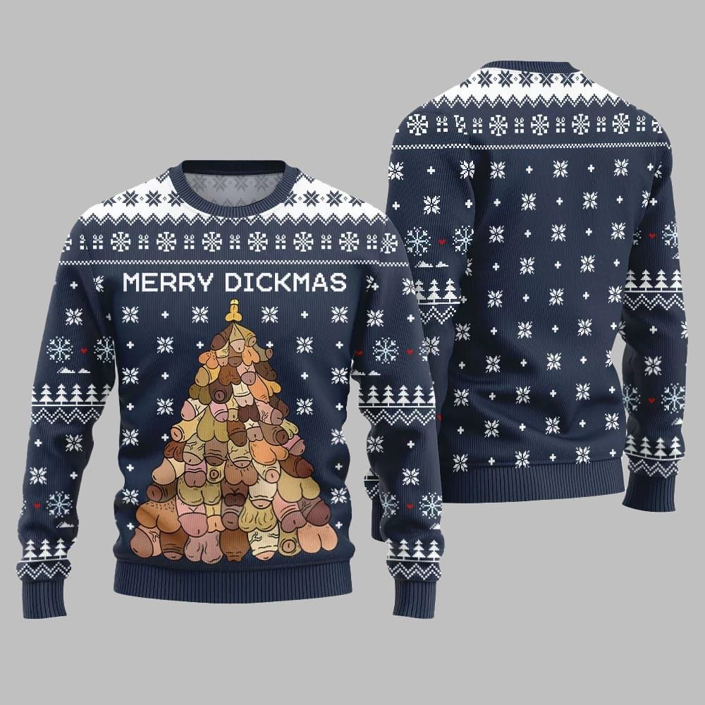 Naughty Funny Merry Dickmas Ugly Sweater Christmas 2026 - Moonbestprint