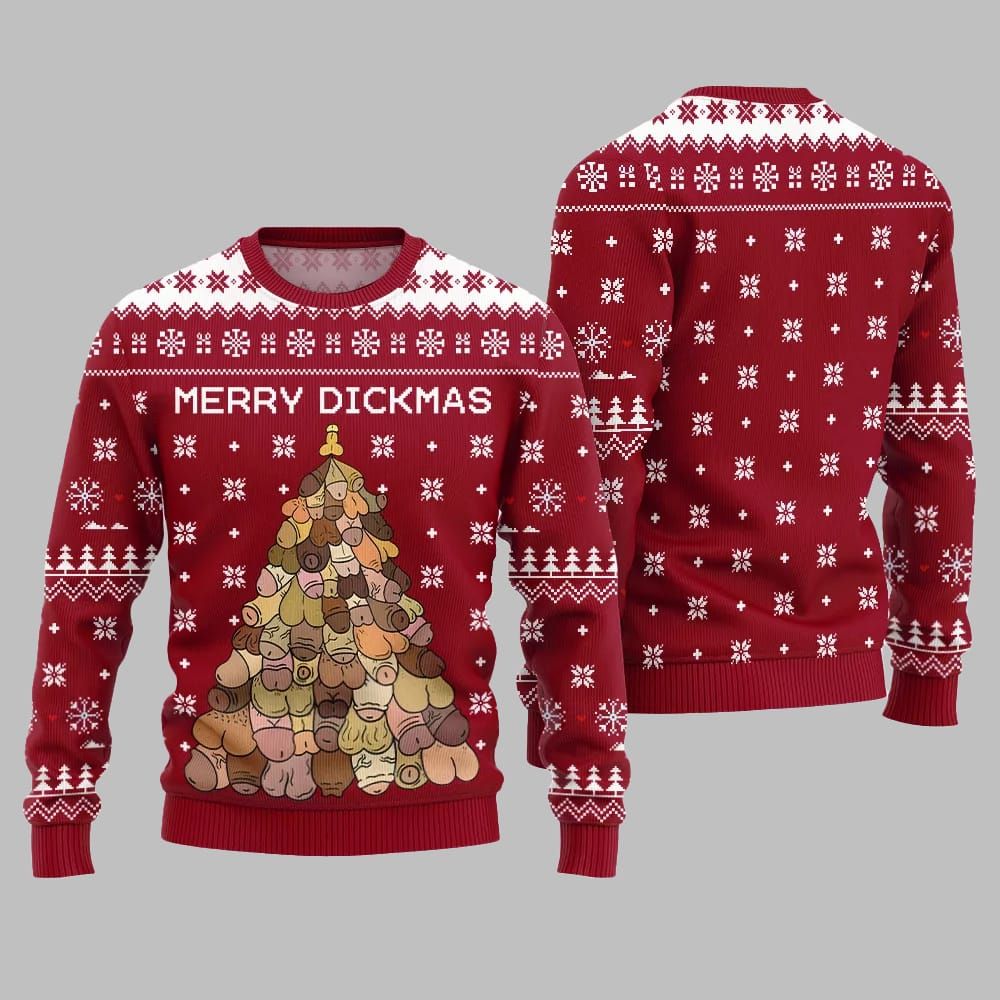Naughty Funny Merry Dickmas Ugly Sweater Christmas 2026 - Moonbestprint