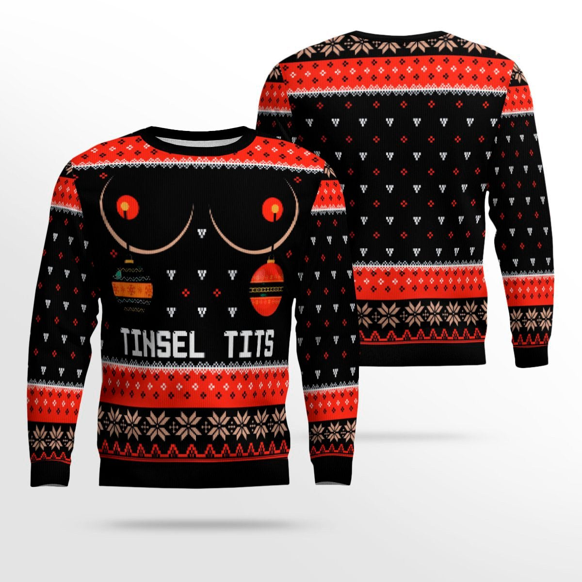 Naughty Tinsel Tits Ugly Christmas Sweater Black – Moonbestprint