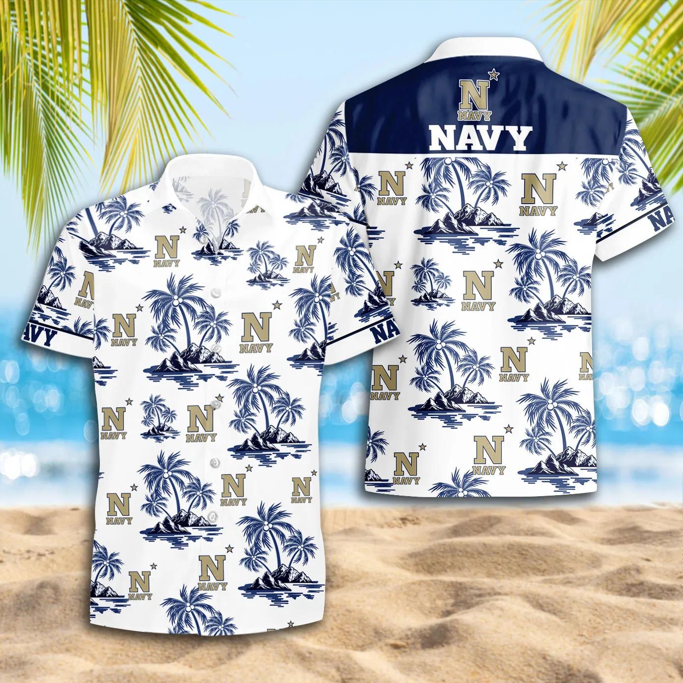 Navy Midshipmen Hawaii Shirt, NCAA Hawaiian Shirt Moonbestprint