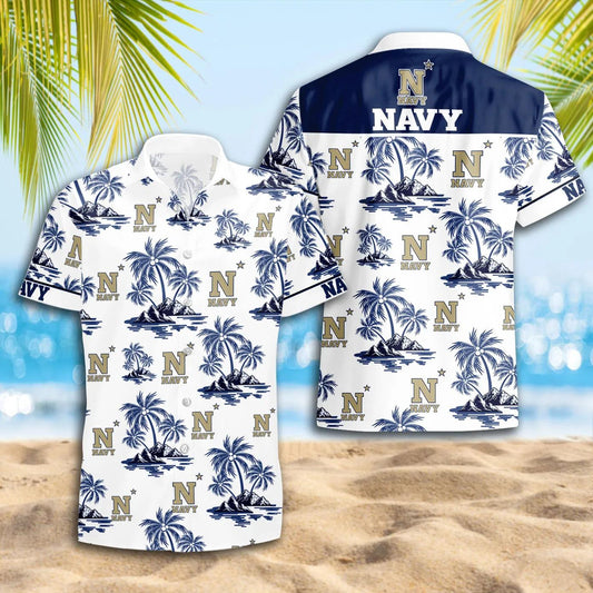 Navy Midshipmen Hawaii Shirt, NCAA Hawaiian Shirt Moonbestprint