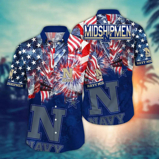 Navy Midshipmen NCAA Flower Aloha Hawaiian Shirt 12, NCAA Hawaiian Shirt Moonbestprint