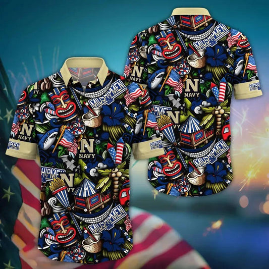 Navy Midshipmen NCAA Flower Aloha Hawaiian Shirt 14, NCAA Hawaiian Shirt Moonbestprint