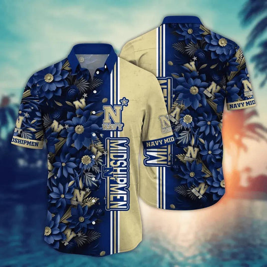 Navy Midshipmen NCAA Flower Aloha Hawaiian Shirt 4, NCAA Hawaiian Shirt Moonbestprint