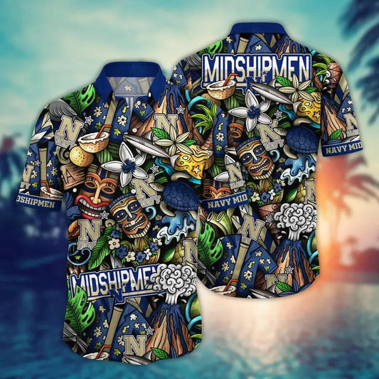 Navy Midshipmen NCAA Flower Aloha Hawaiian Shirt 6, NCAA Hawaiian Shirt Moonbestprint