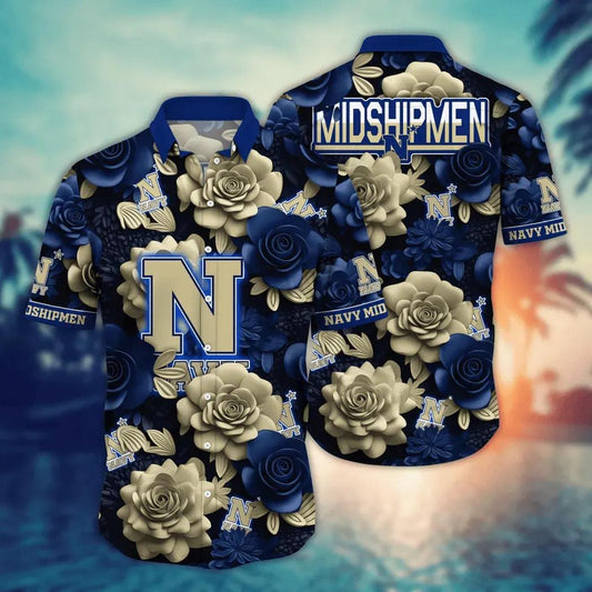 Navy Midshipmen NCAA Flower Aloha Hawaiian Shirt 7, NCAA Hawaiian Shirt Moonbestprint