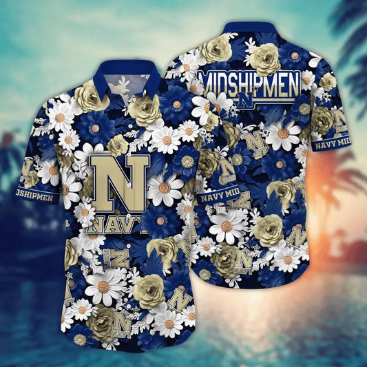 Navy Midshipmen NCAA Flower Aloha Hawaiian Shirt 9, NCAA Hawaiian Shirt Moonbestprint