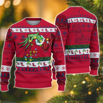 Ncaa Ole Miss Rebels Grinch Ugly Christmas Sweater, NCAA Christmas Sweater Moonbestprint